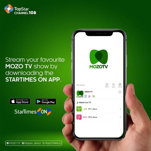 Download the Startimes mobile app and watch Mozo TV live on the go